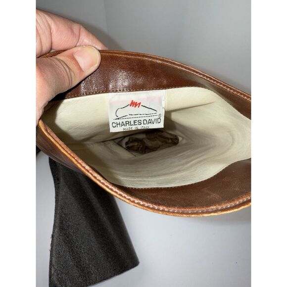 Vtg Charles David Tall Leather Riding Boots Brown Low Heel Equestrian Womens 9 - Picture 13 of 15